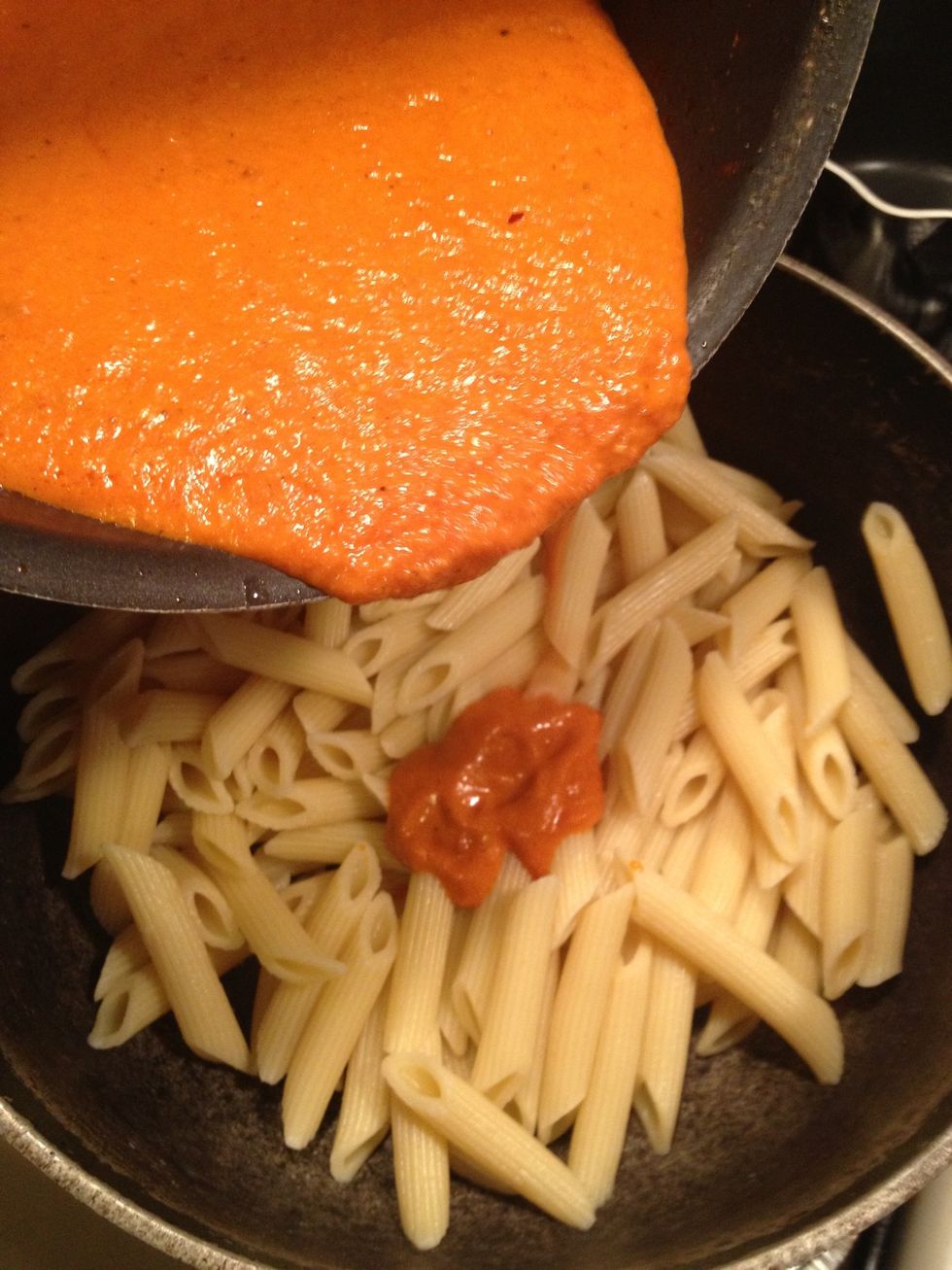 Add the vodka sauce to the penne