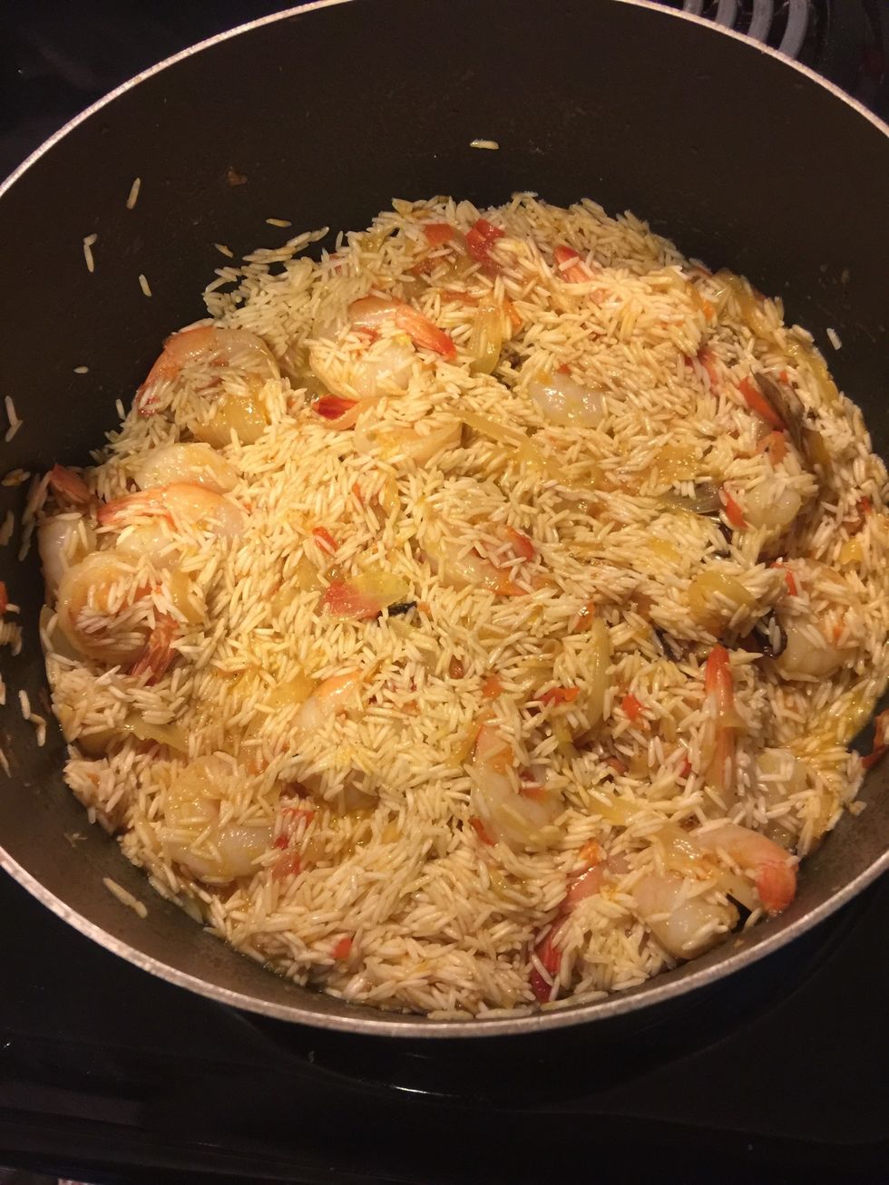 Add the washed rice.