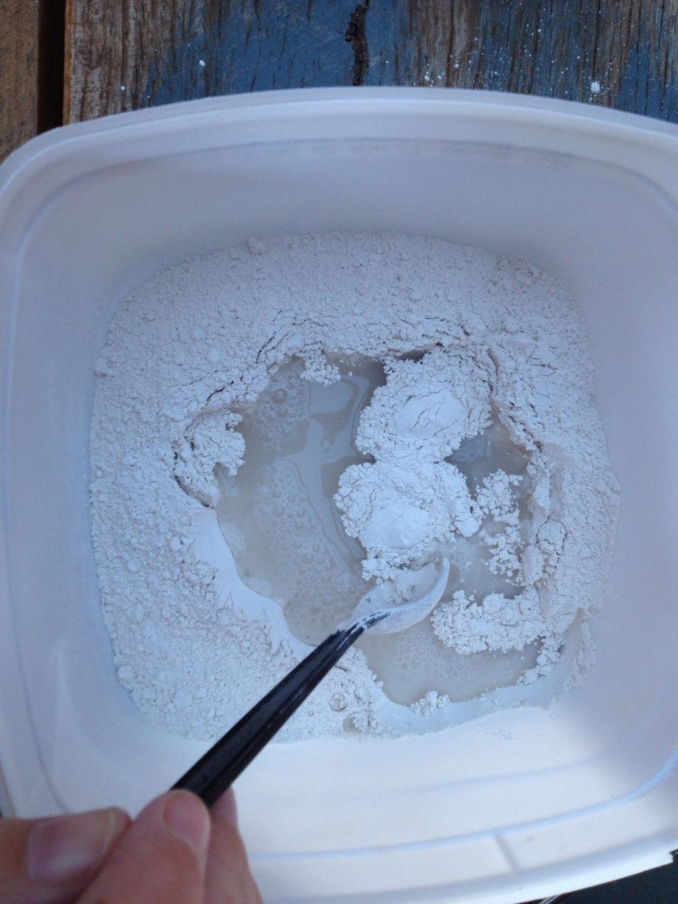 Add the water a little at a time until you get the consistency you're after. For the bases of the cupcakes it should be pourable, for the "frosting" it should be ... Well, like frosting.