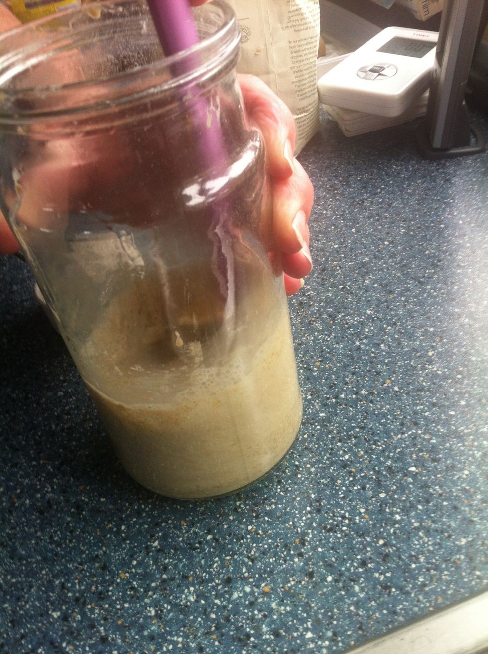 Add the water and stir...