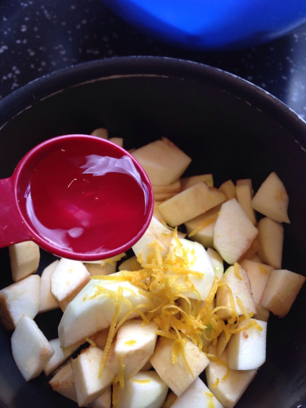 Add the water to the pan