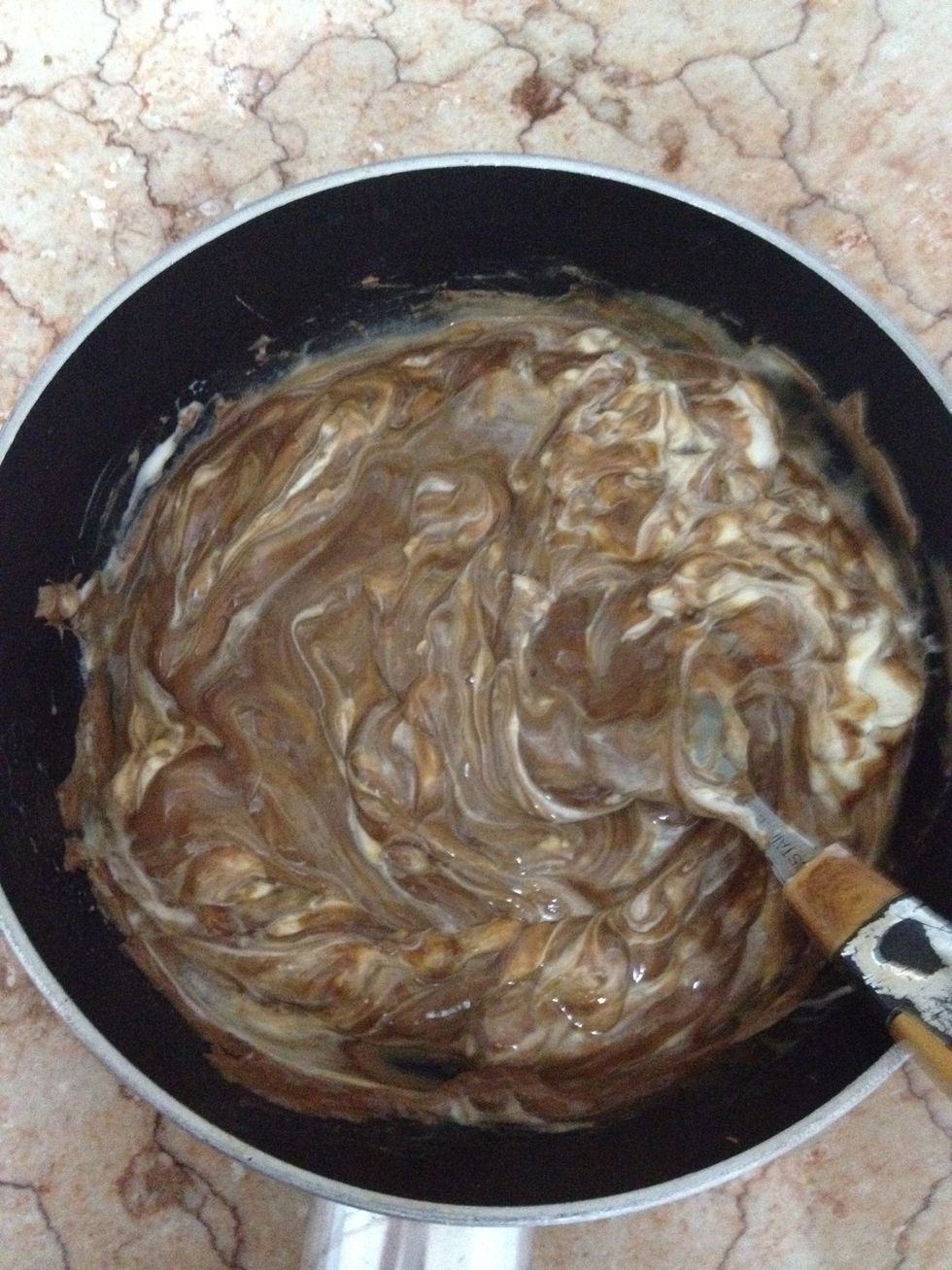 Add the whipped cream and mix