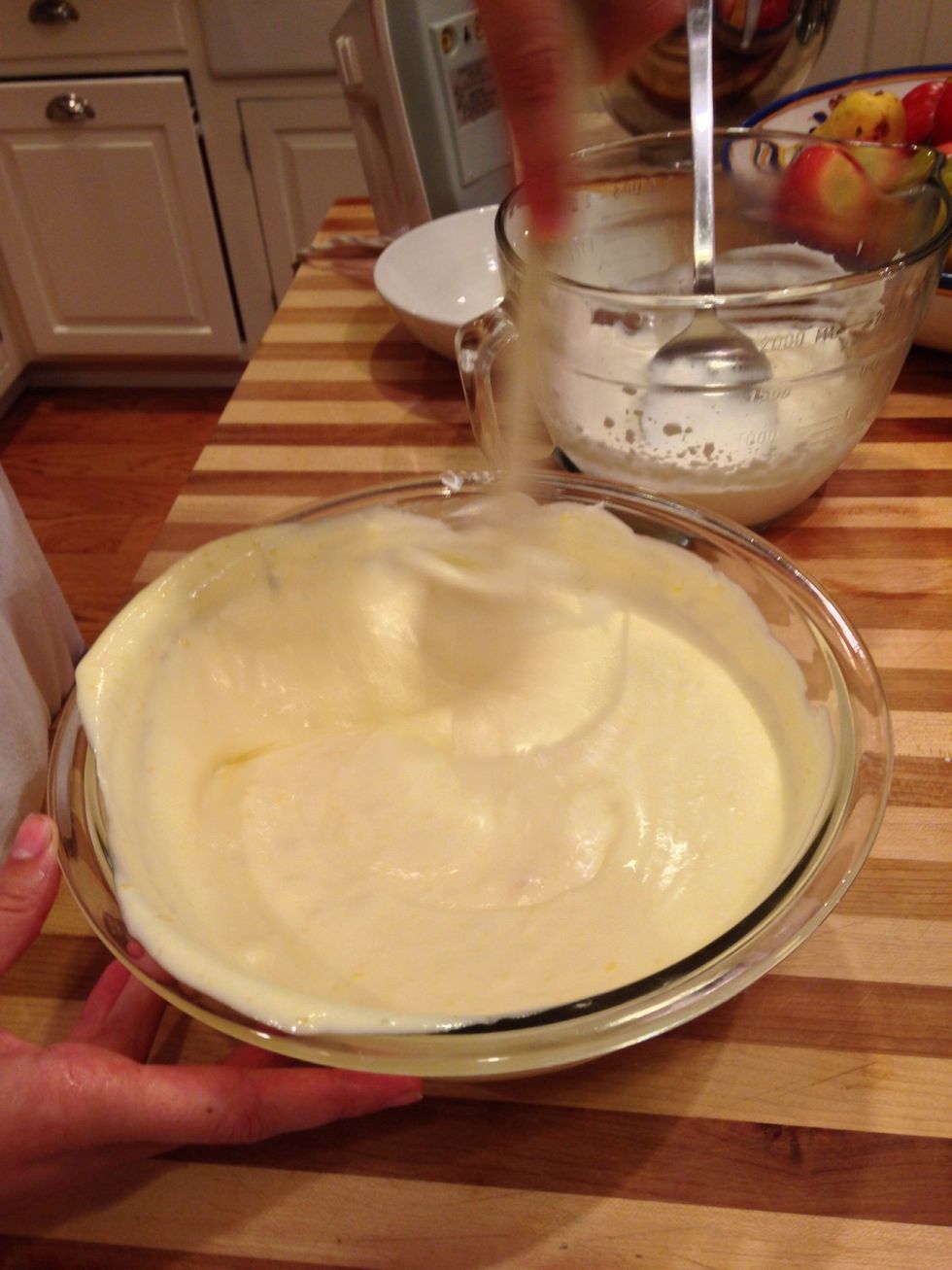 Add the whipped cream to the lemon mixture and stir thoroughly