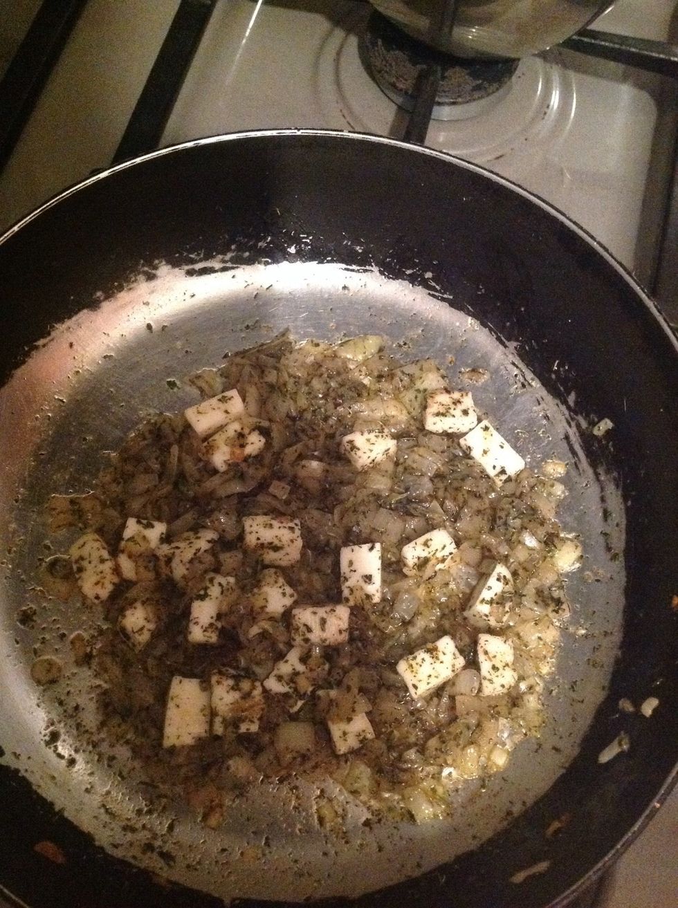 Add the white cheese any kind you love and mix