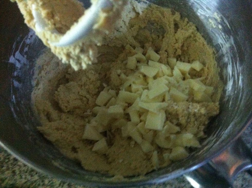 Add the white chocolate chunks