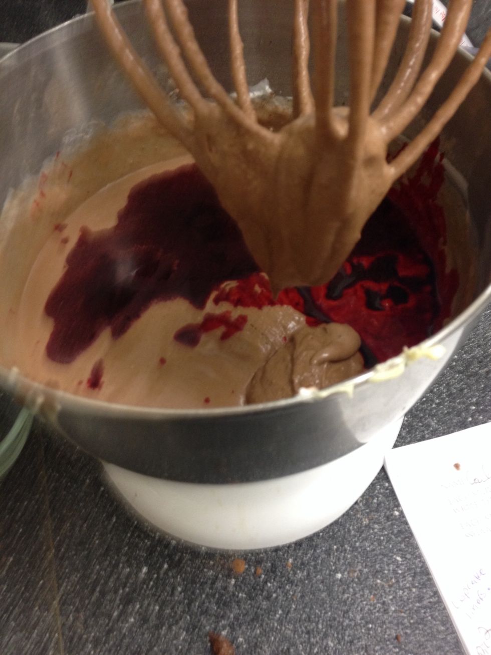 Add the whole bottle of red food color dye.