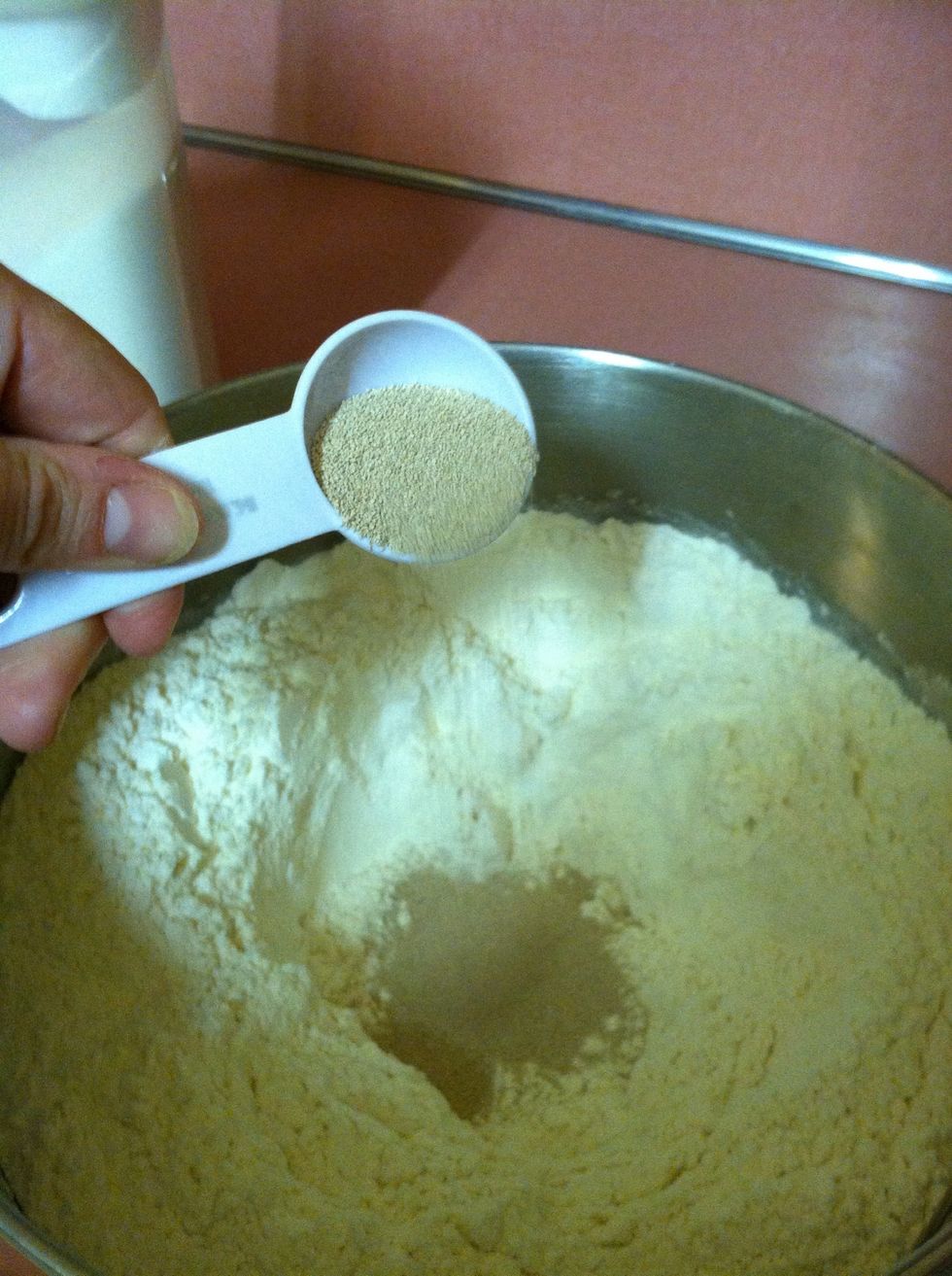Add the yeast in the well