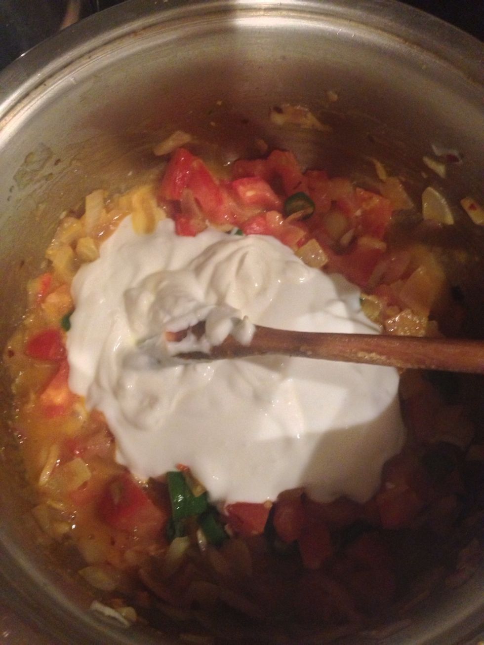 Add the yoghurt .
