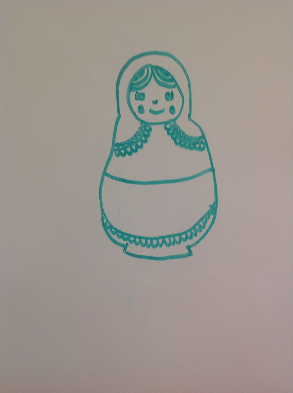 Add the zigzags or loops below the bottom curved line