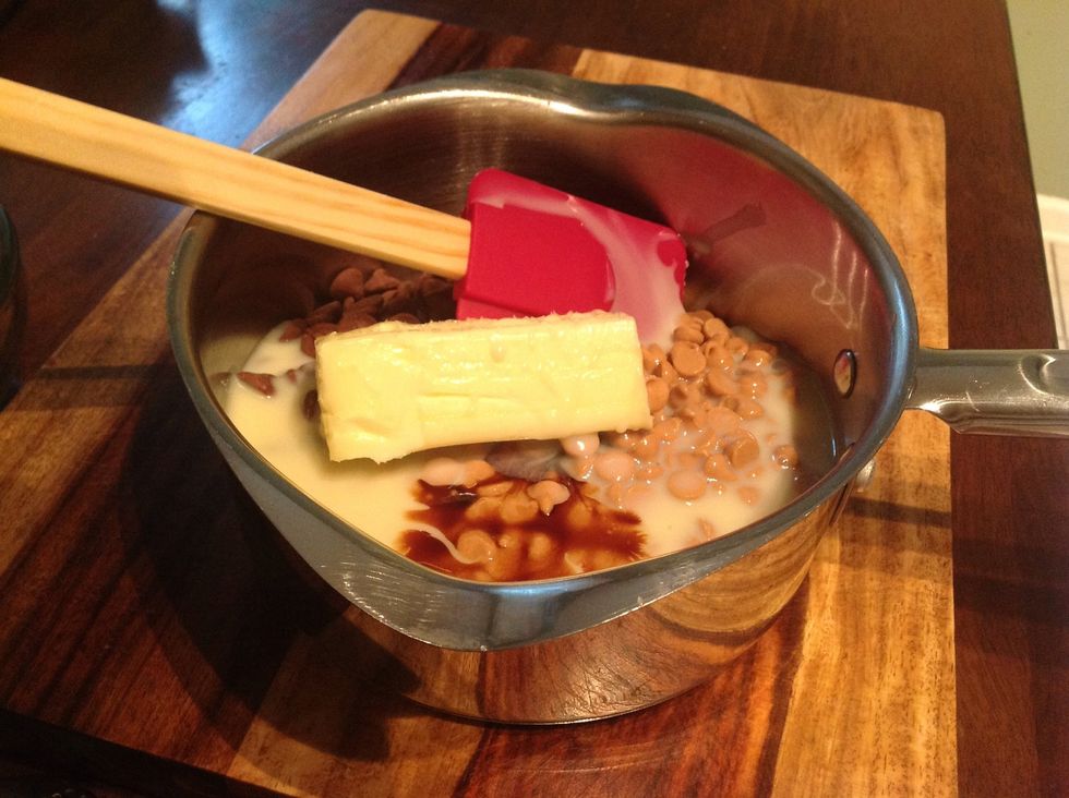 Add them all into the saucepan.