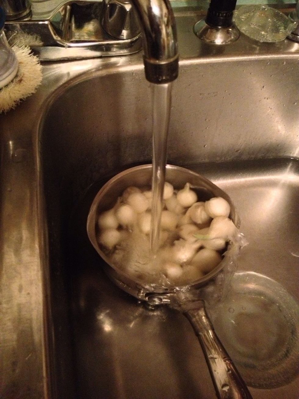 Add them back to the pot and run cold water over the top, allowing them to cool down gradually.