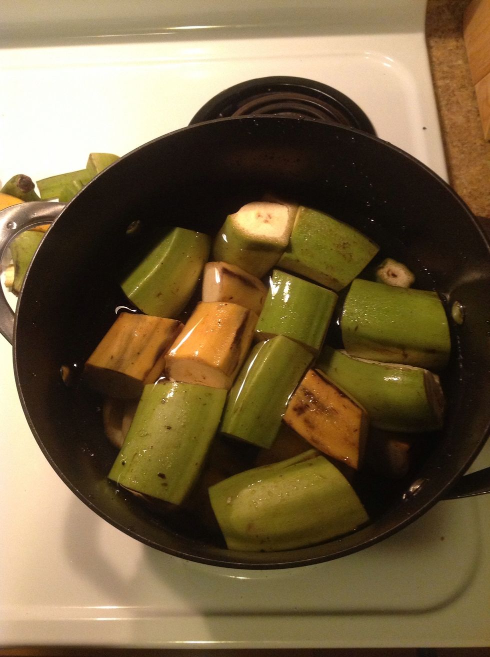 Add them in a pot of water and salt to taste. Bring them to a boil and reduce heat to med/high and boil up to 20 mins.