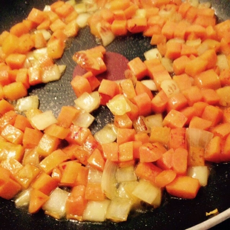 Add them to a pan with some olive oil and a splash of water, saut\u00e9 regularly