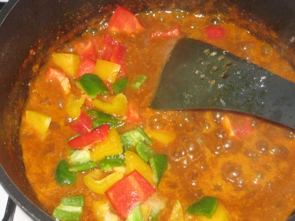 Add them to the coconut sauce.