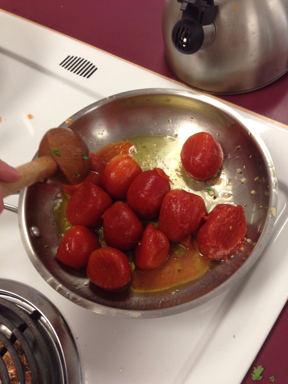 Add them to the olive oil and pepper