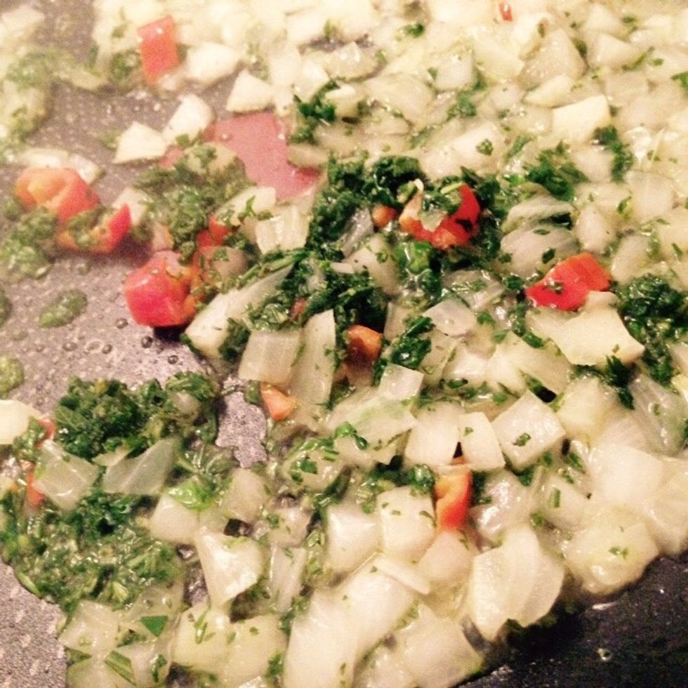 Add them to the pan ad the onion becomes translucent