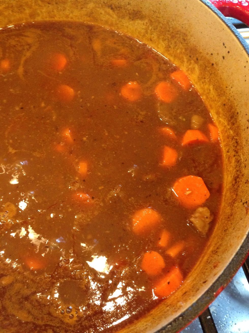 Add them to the pot, cover the pot, and let simmer for 30 minutes or until the carrots are soft.