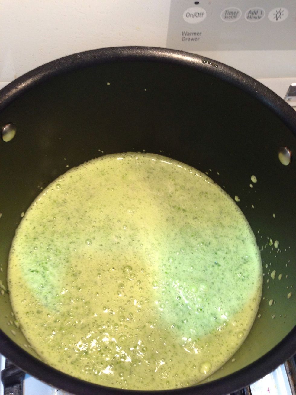 Add them to the pot, use the rest of the vinegar to rinse out the processor bowl