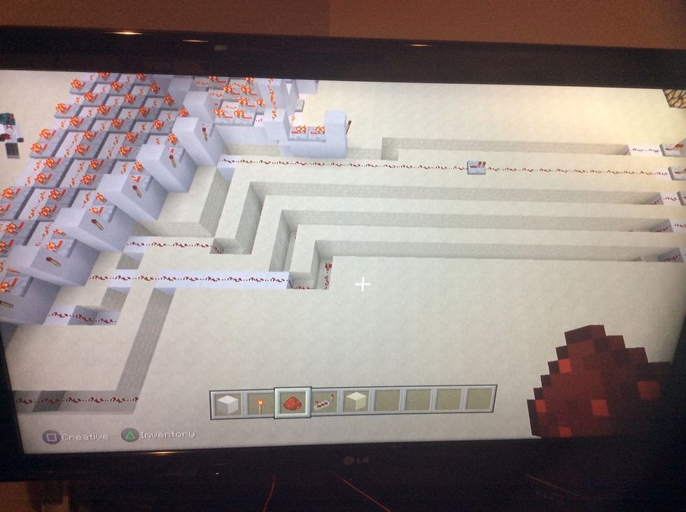 Add these blocks and tunnel add redstone and add repeaters as needed.