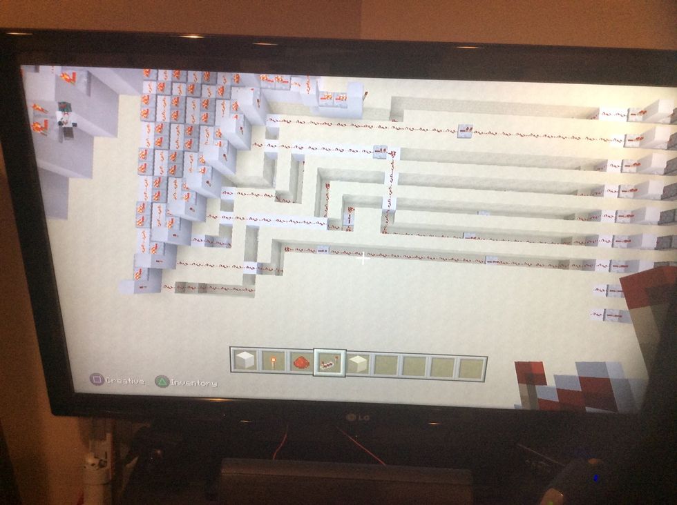 Add these blocks and tunnel add redstone and add repeaters as needed.