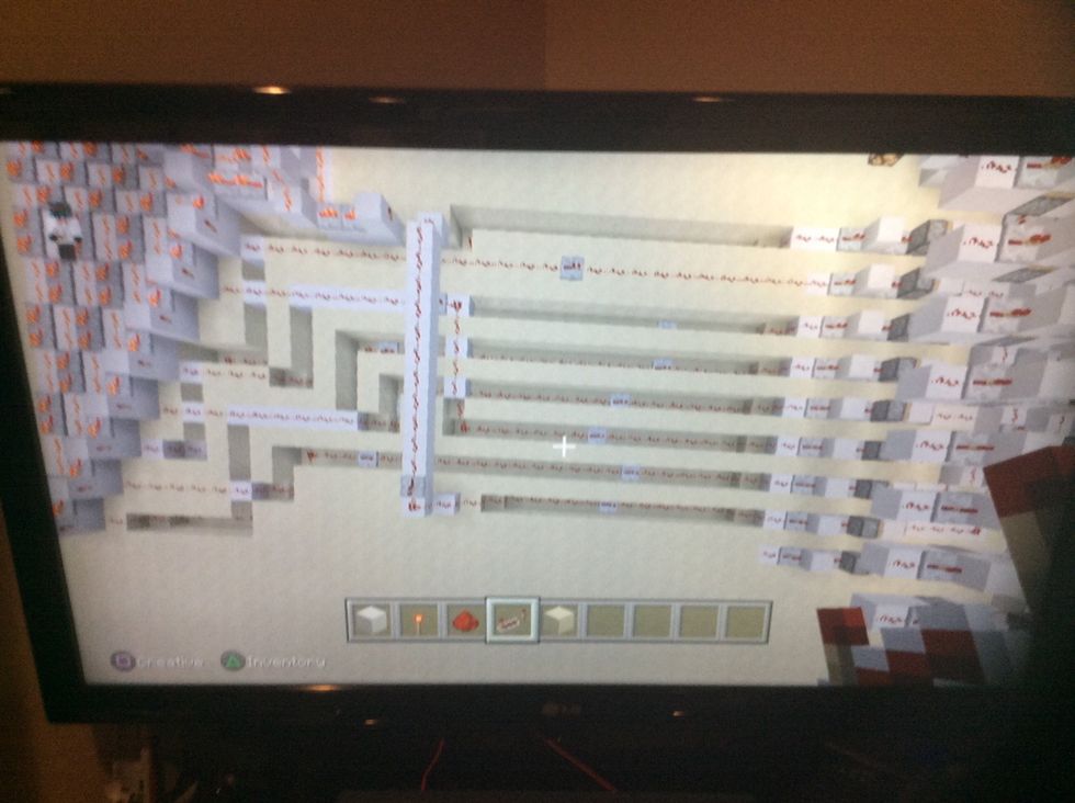 Add these blocks and tunnel add redstone and add repeaters as needed.