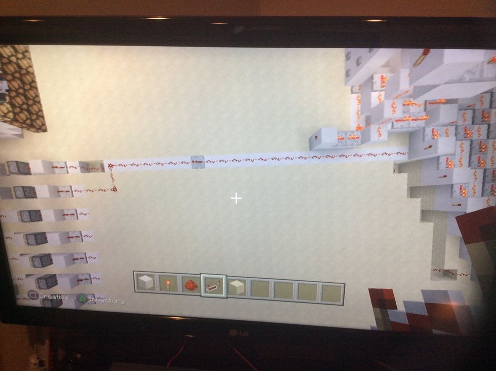 Add these blocks and tunnel add redstone and add repeaters as needed.