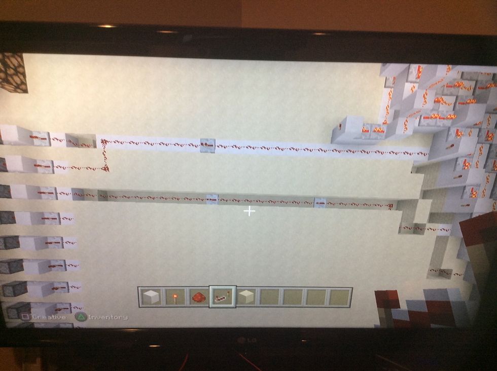 Add these blocks and tunnel add redstone and add repeaters as needed.