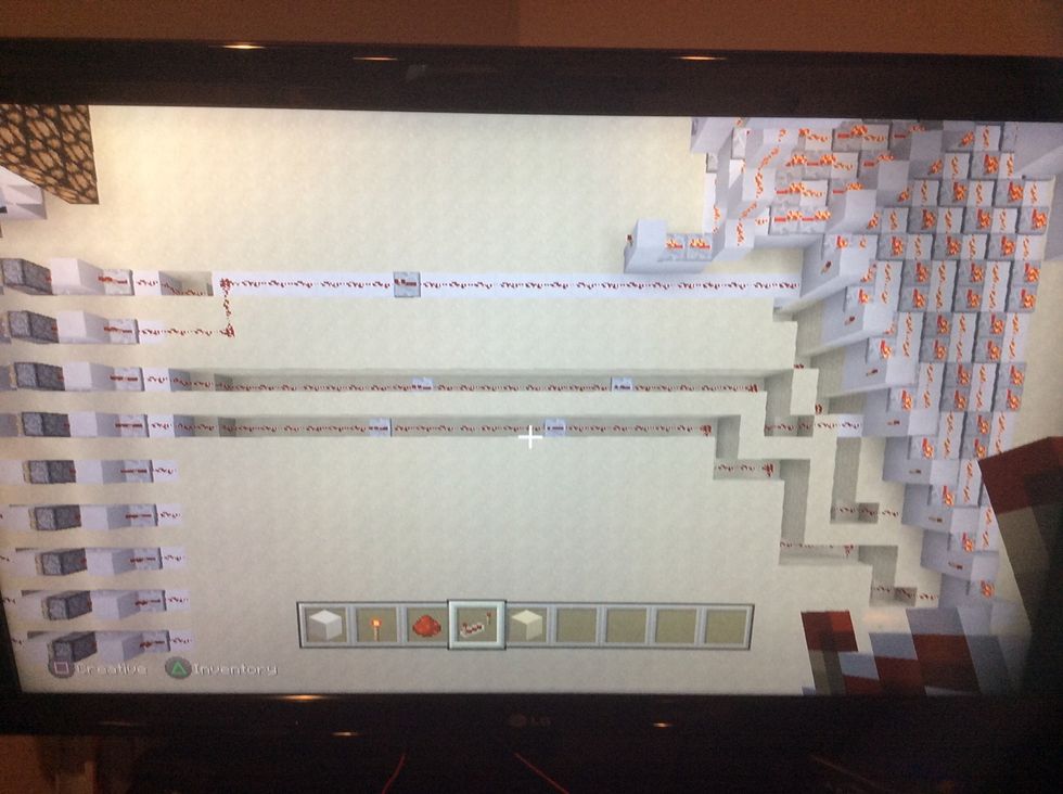 Add these blocks and tunnel add redstone and add repeaters as needed.