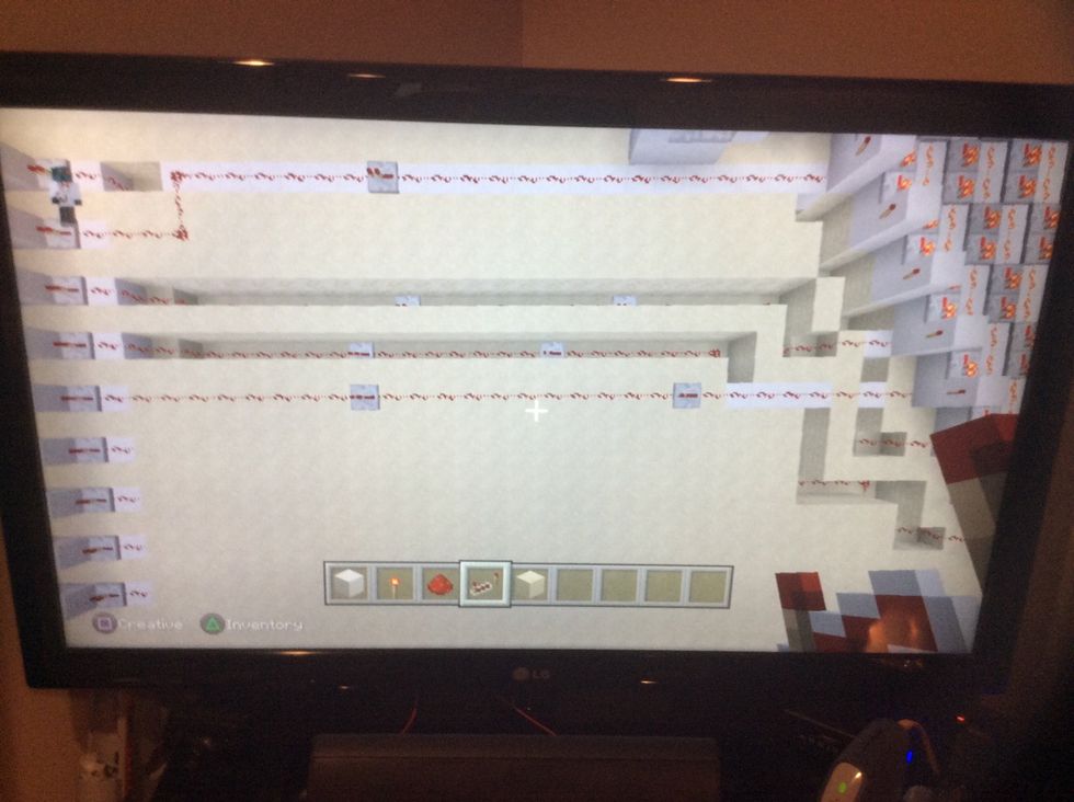 Add these blocks and tunnel add redstone and add repeaters as needed.