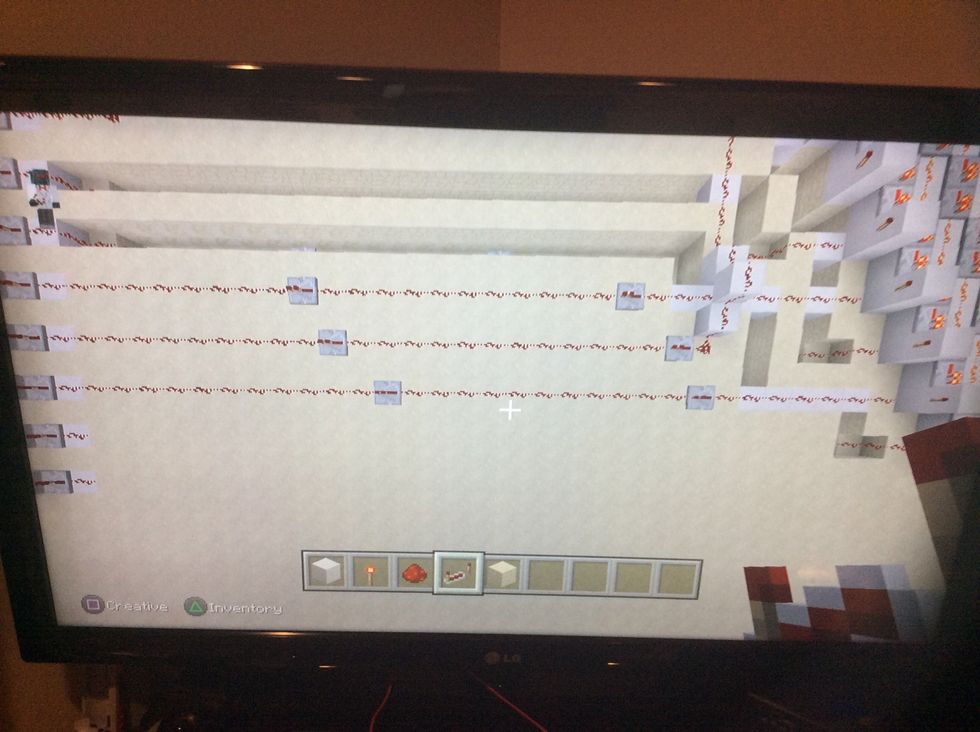 Add these blocks and tunnel add redstone and add repeaters as needed.
