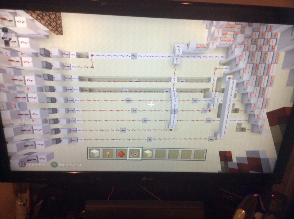 Add these blocks and tunnel add redstone and add repeaters as needed.