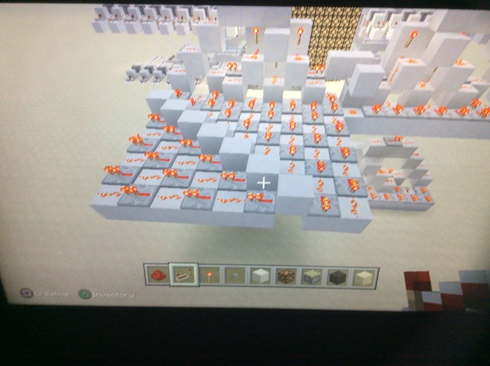 Add these blocks, redstone and repeaters.