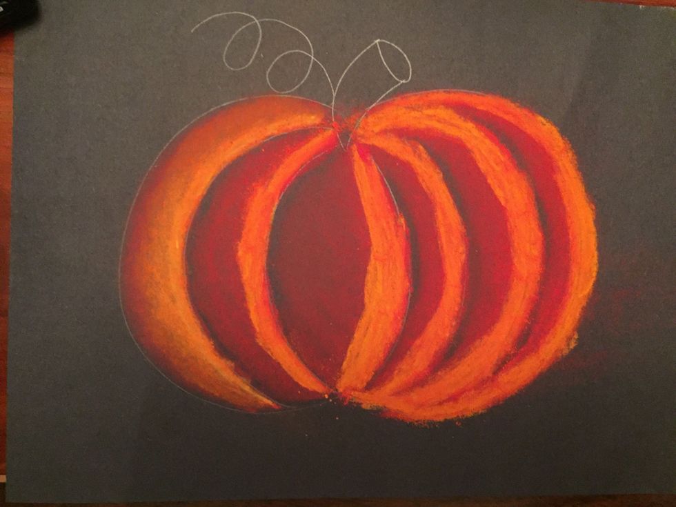 Add thick lines of orange on each line on top of the red.