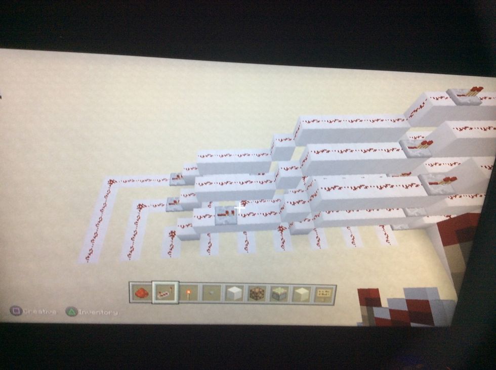 Add this redstone and repeaters.  Note:make sure you get all the repeaters.