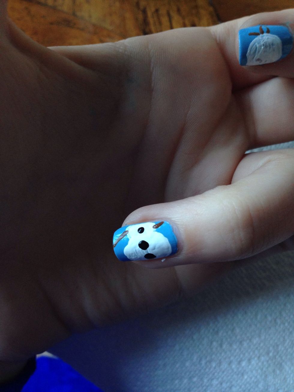 Add three black dots for his buttons