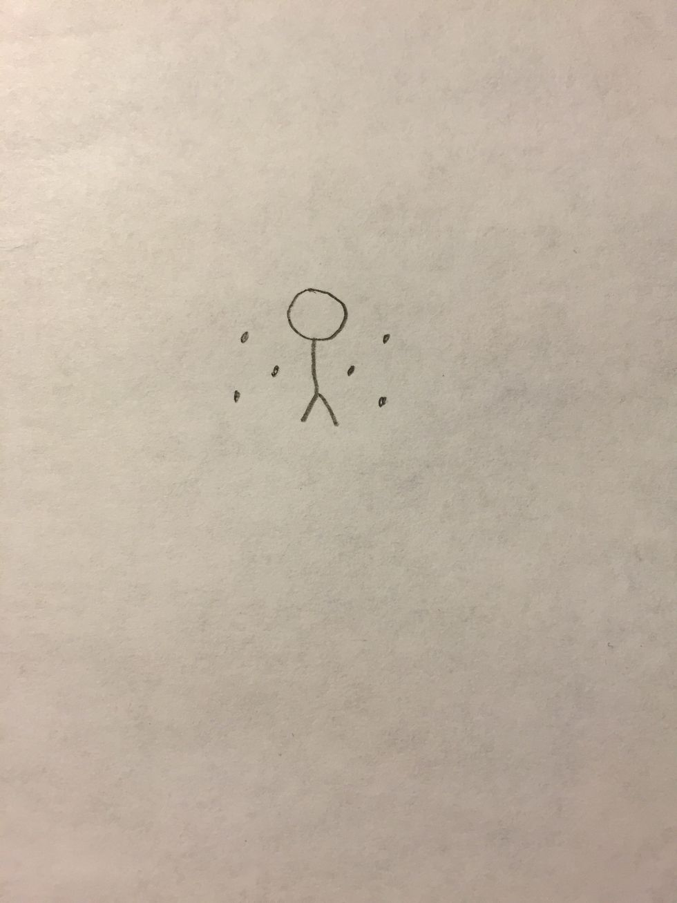 Add three dots making a triangle on each side of the sick figure