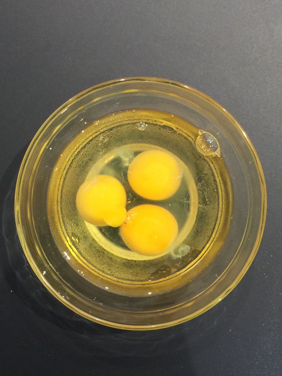 Add three large eggs = 180g