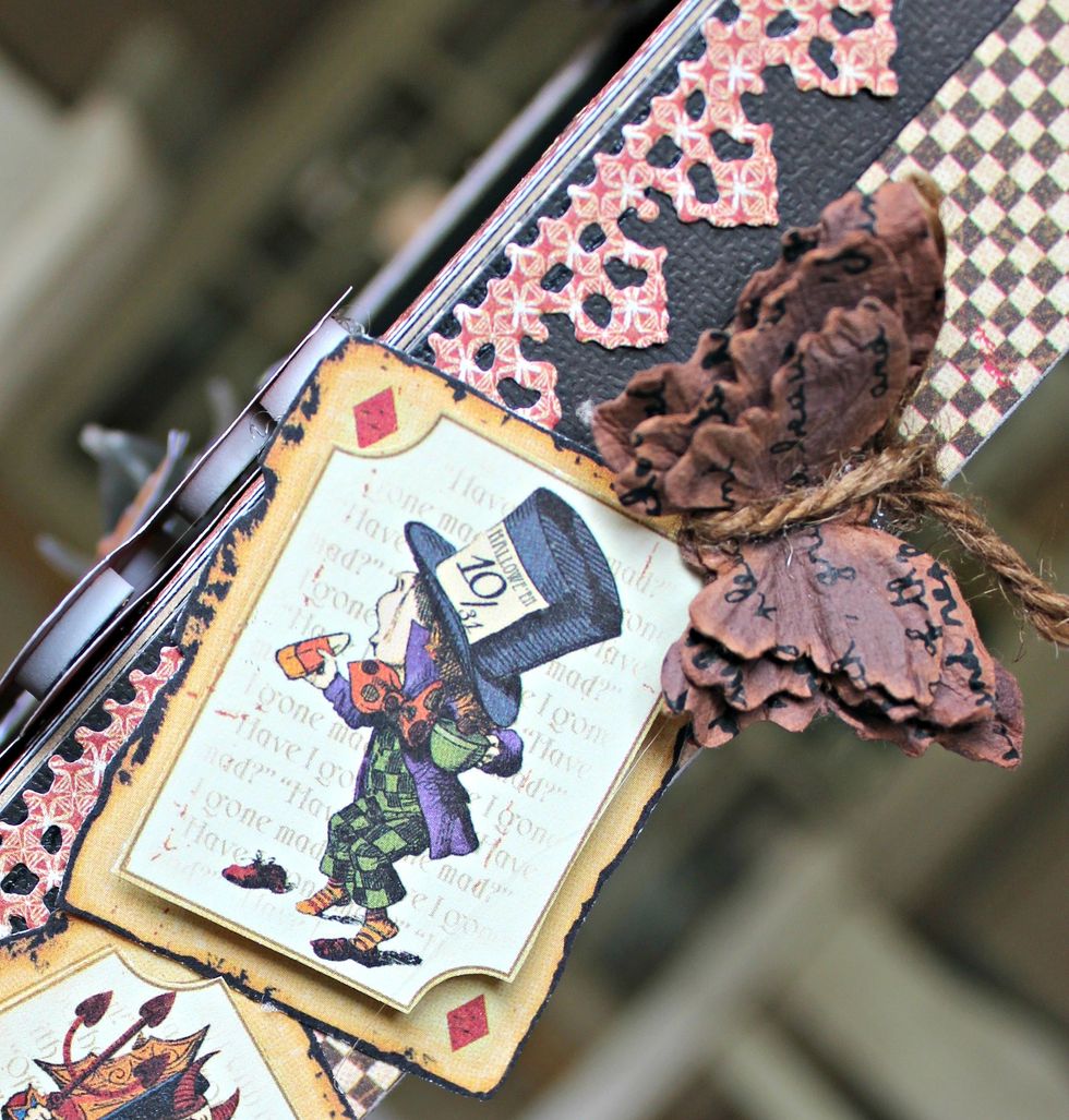 Add three more of the cards to the other side of the hall tree along with a paper butterfly.