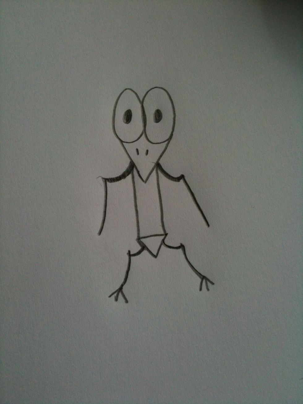 Add three small lines to represent the feet.