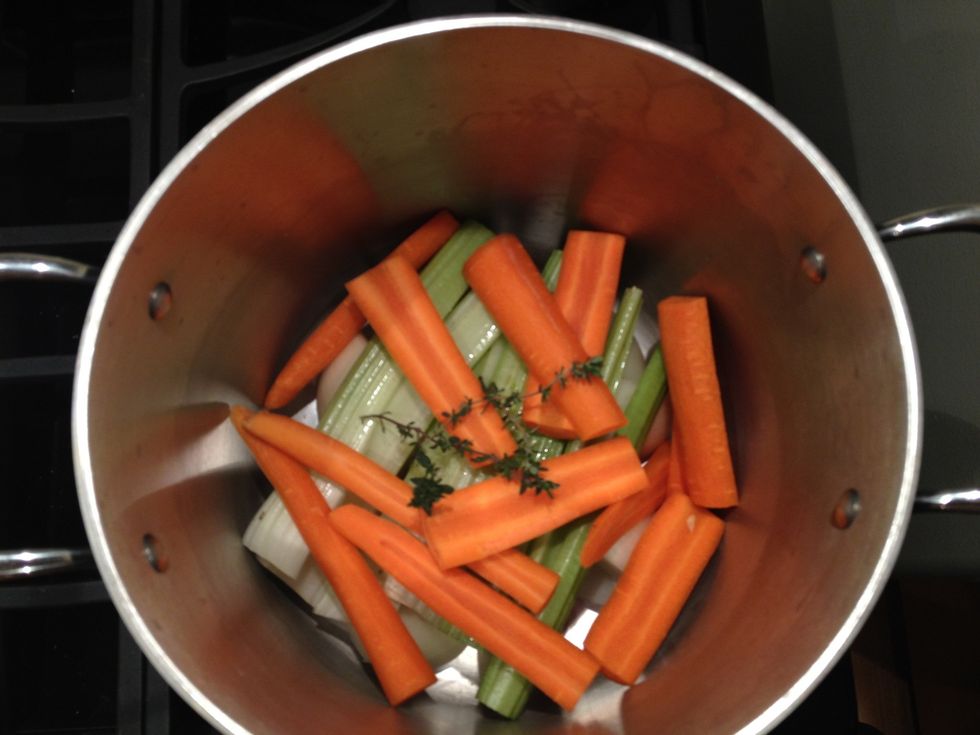 Add three sprigs of thyme.