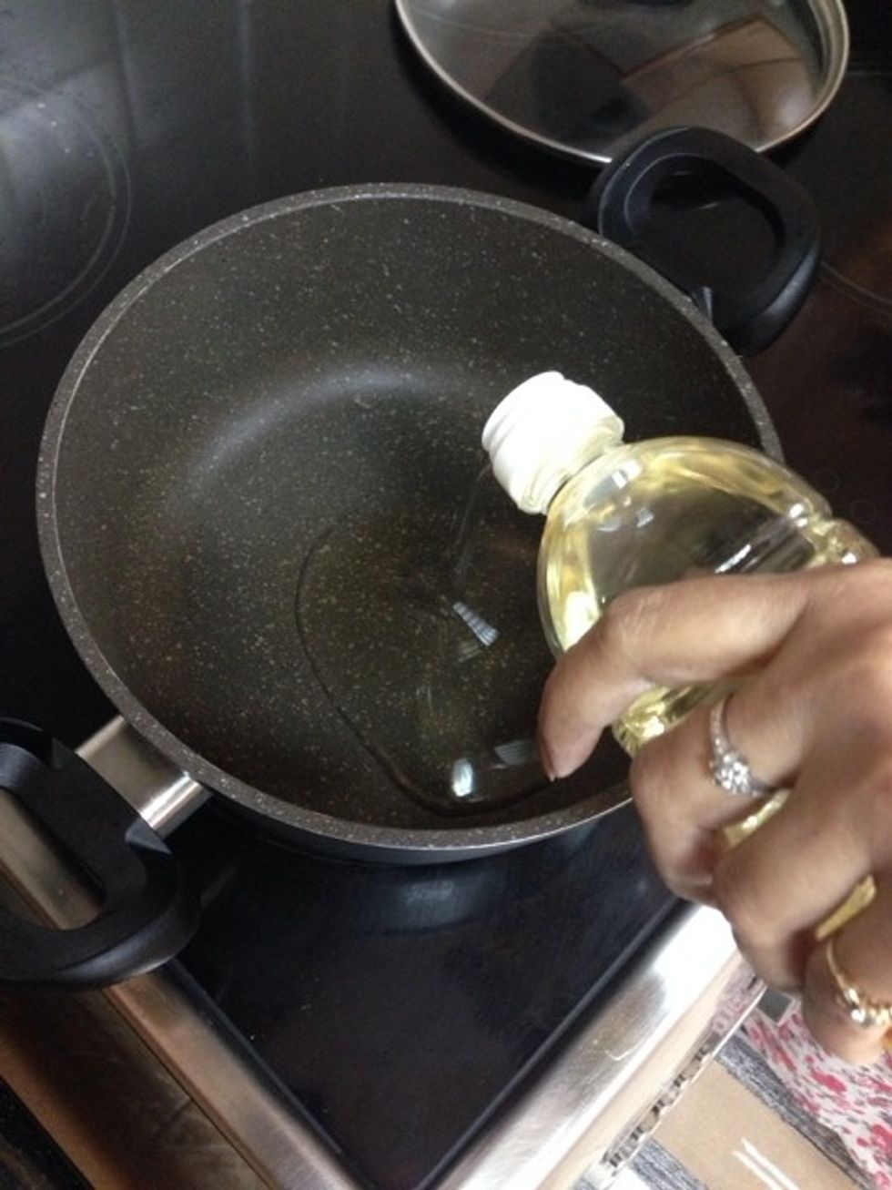 Add three tablespoon of oil (for 250g of paneer)
