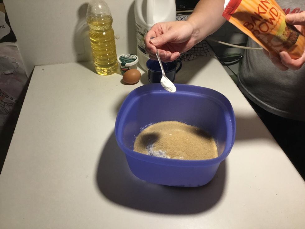 Add three teaspoons of baking powder.