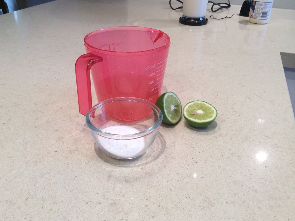 Add three tsp of lime juice and 1/4 cup of sugar. Add more lime juice by the tsp if too sweet. Keep in mind that you will be adding the Feijoas later, which are quite sweet.