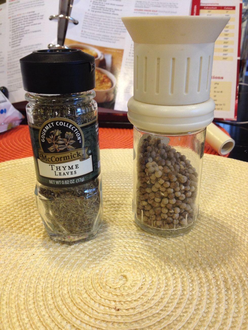 Add thyme , pepper, beef broth and water all at once. Stir to combine.