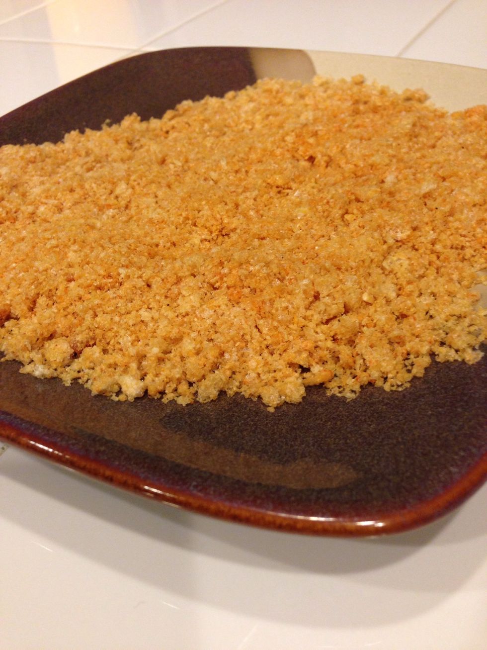 Add to a plate for the breading process