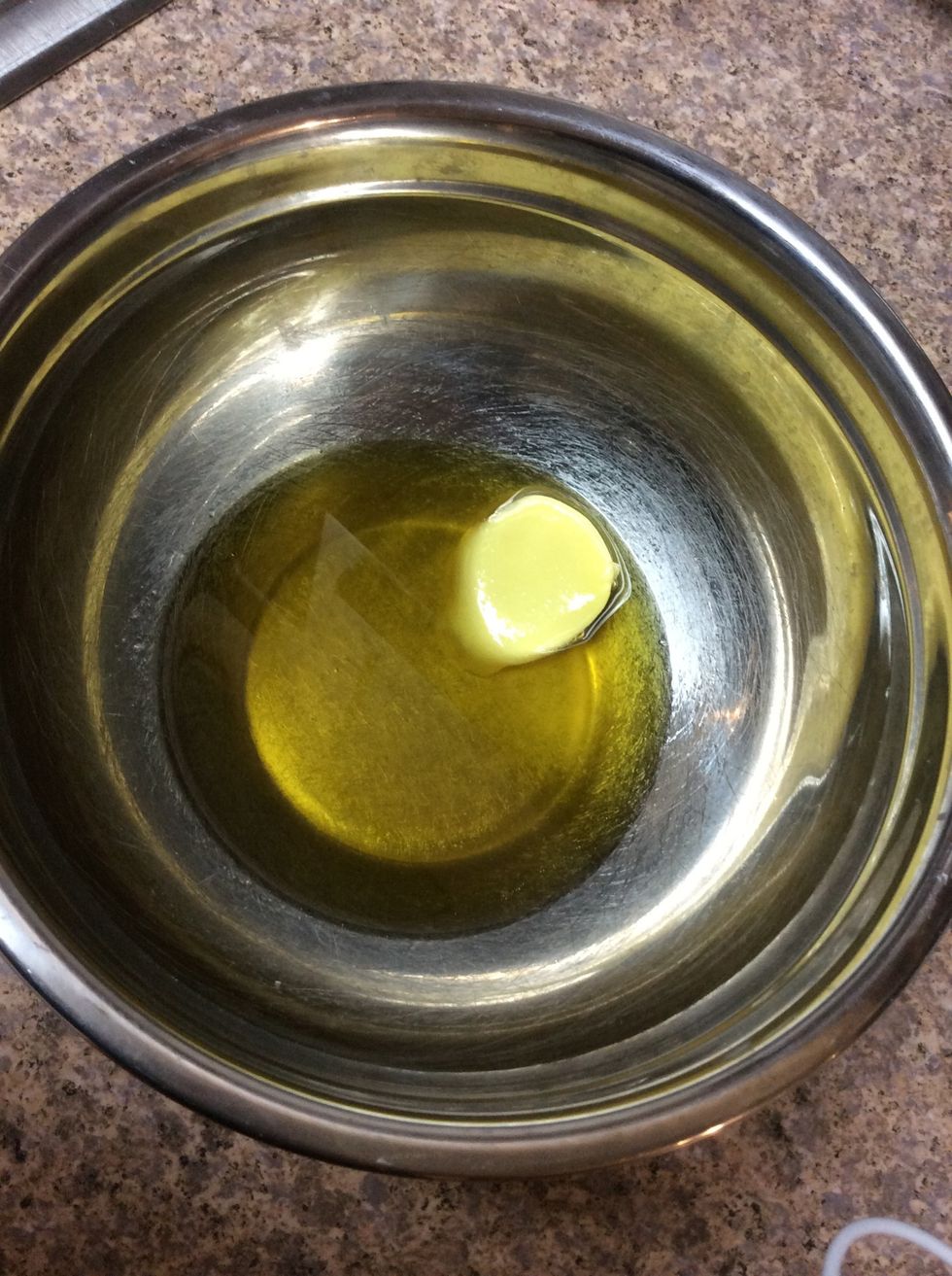 Add to bowl you will be whipping the oils and butter in.