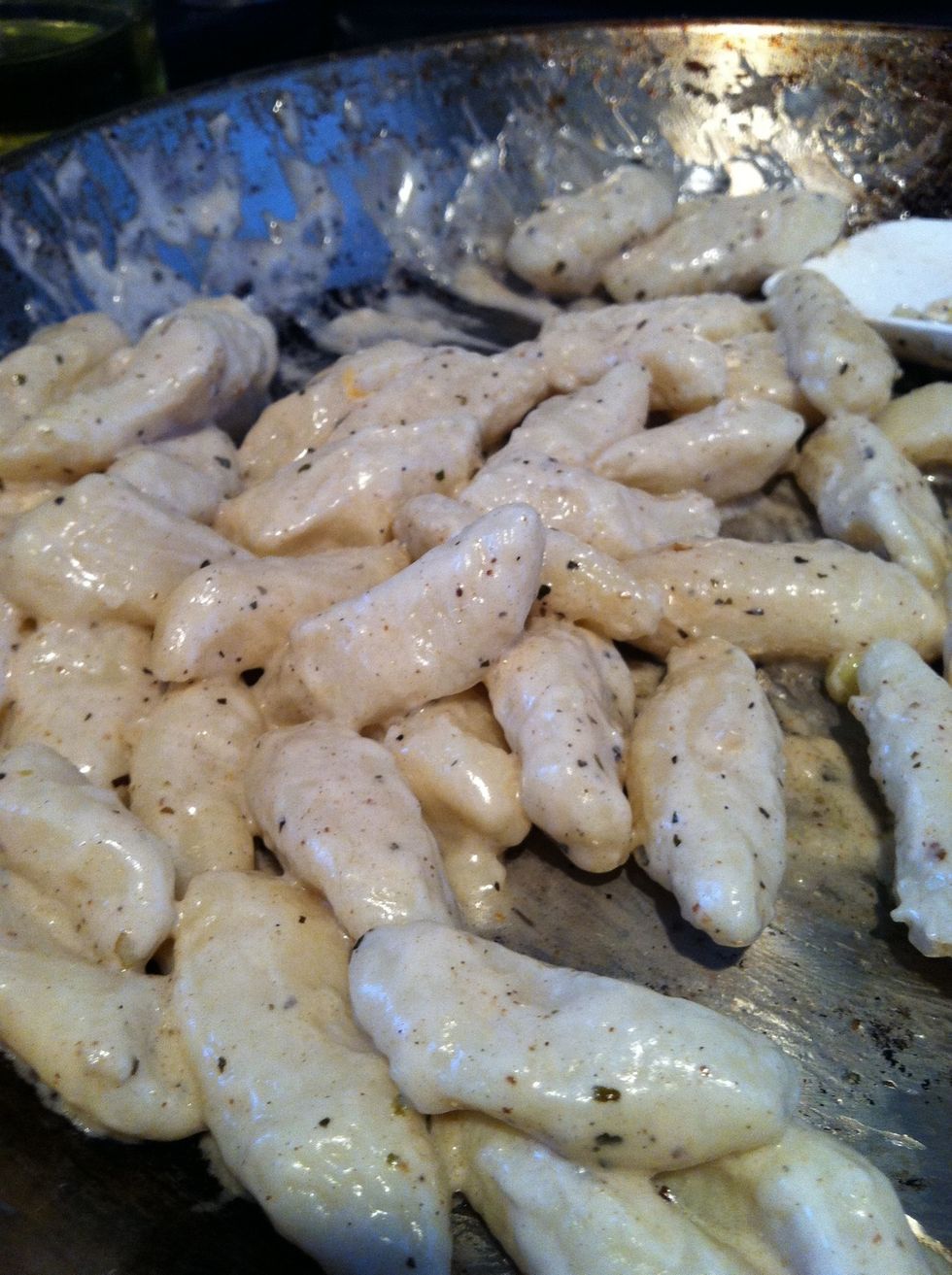 Add to desired sauce and voila. I deglazed the pan I used for my pork with white wine and then added cream, italian herbs and salt and pepper TT.