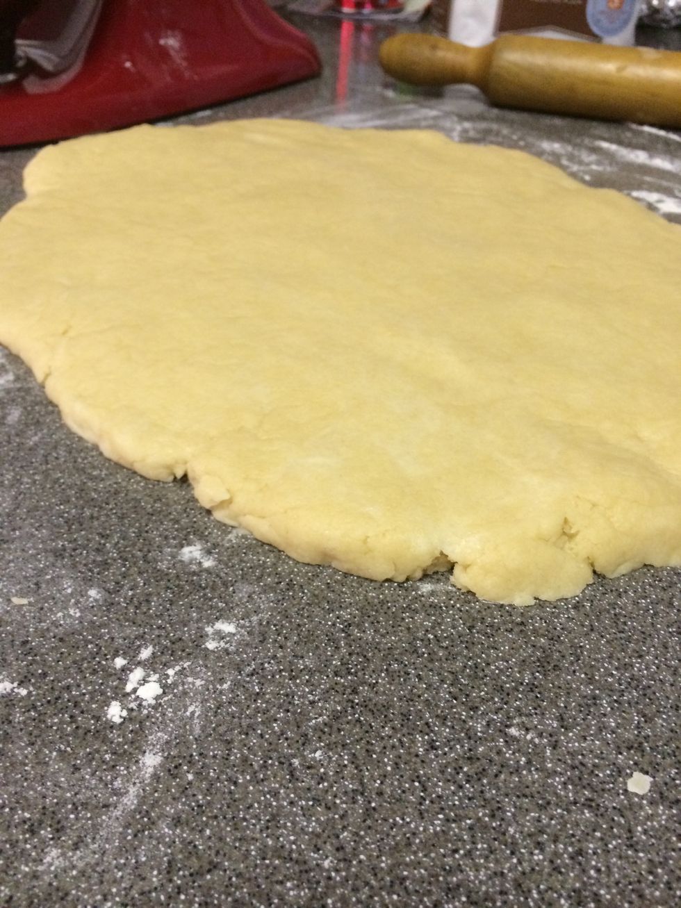Add to dry ingredients and mix together...I used my hands and a dough hook. Add a tablespoon or 2 of milk if needed. Then place the dough (which should be soft and NOT sticky) on a floured surface.