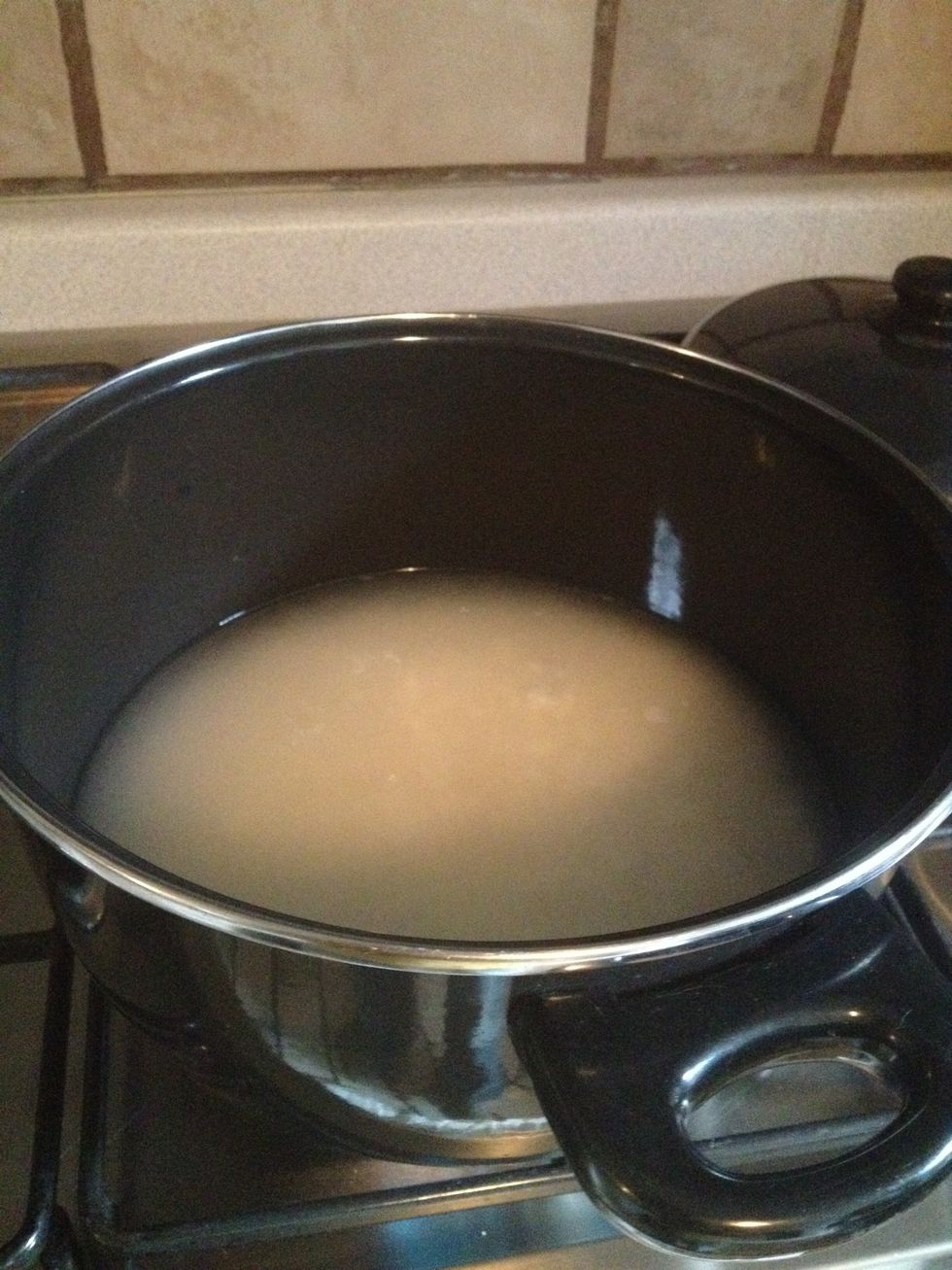 Add to heavy bottom pot with a lid. Add 2 1/4 cups of water.