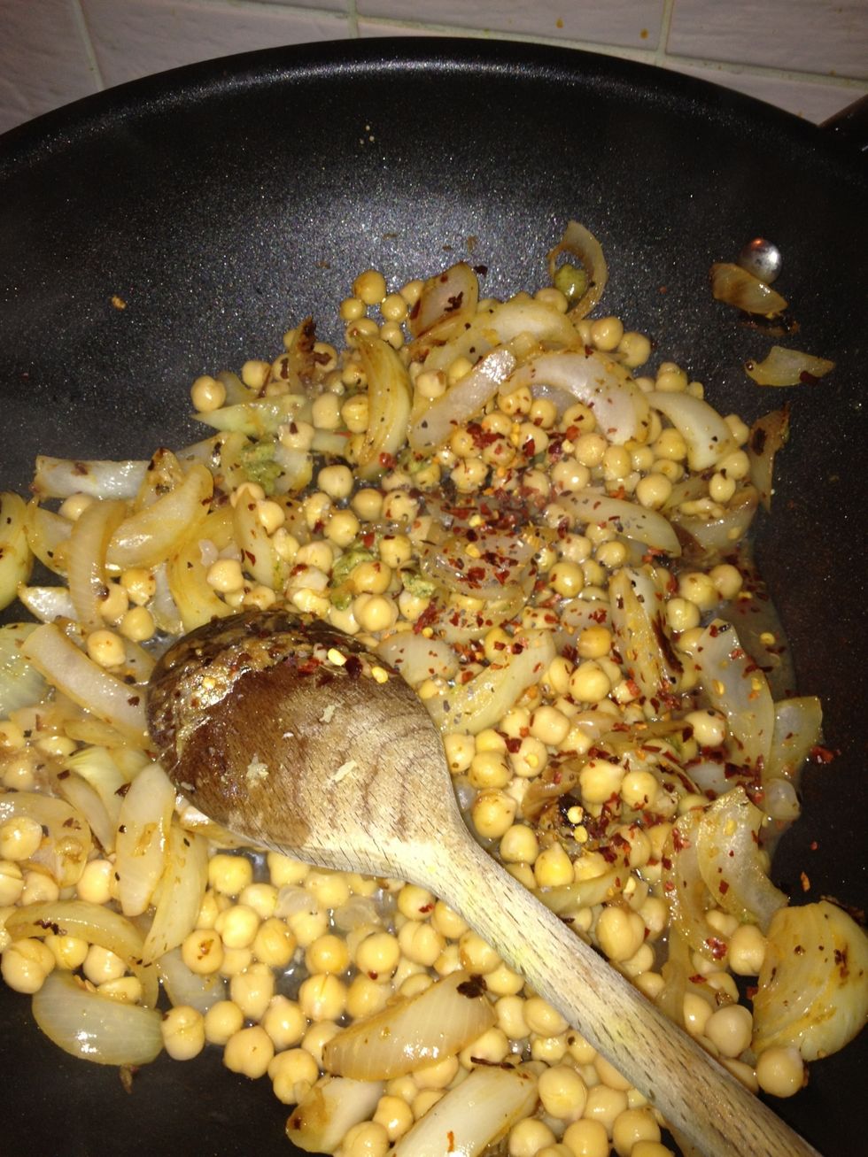 add to mix, stir. add more pepper, chilli flakes and sprinkle salt on to taste. add water again if required.